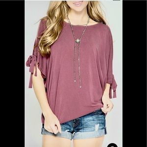 JRoberts mauve cold shoulder batwing top